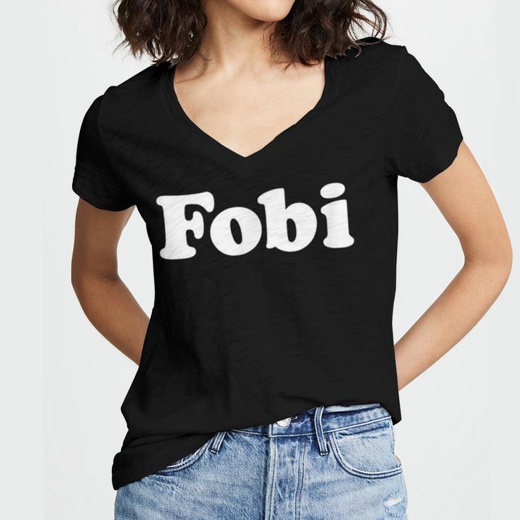 Fobi Introvert Women's Jersey Short Sleeve Deep V-Neck Tshirt Fobi Introvert Women's Jersey Short Sleeve Deep V-Neck Tshirt