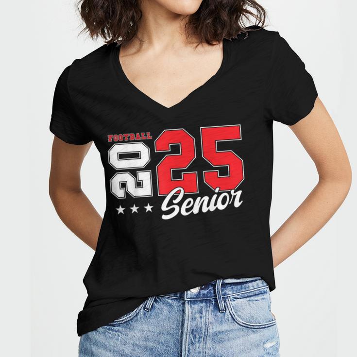 Football Senior Night Football Senior 2025 Graduation 51 Women's Jersey Short Sleeve Deep V-Neck Tshirt