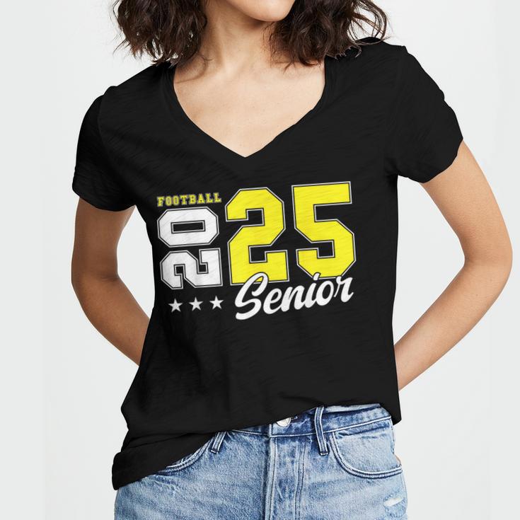 Football Senior Night Football Senior 2025 Graduation 55 Women's Jersey Short Sleeve Deep V-Neck Tshirt