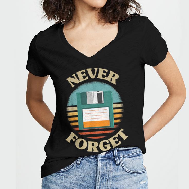 Never Forget Retro Diskette Nostalgia Vintage Women's Jersey Short Sleeve Deep V-Neck Tshirt Never Forget Retro Diskette Nostalgia Vintage Women's Jersey Short Sleeve Deep V-Neck Tshirt