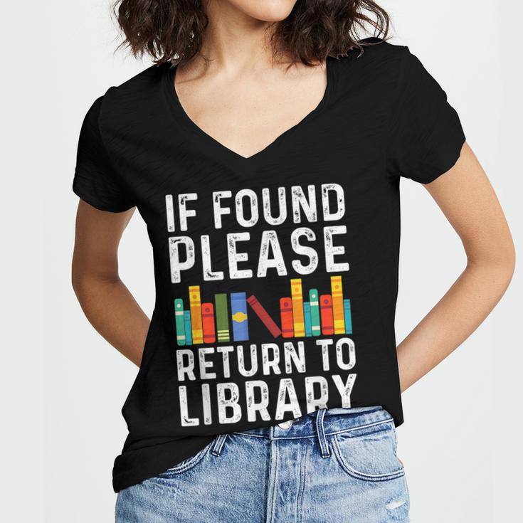 If Found Please Return To Library Book Lover Women's Jersey Short Sleeve Deep V-Neck Tshirt
