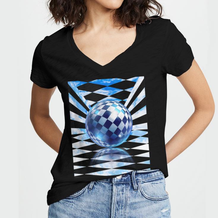 Frutiger Aero Aesthetic Tech Checkered Room Orb Sky Women's Jersey Short Sleeve Deep V-Neck Tshirt Frutiger Aero Aesthetic Tech Checkered Room Orb Sky Women's Jersey Short Sleeve Deep V-Neck Tshirt