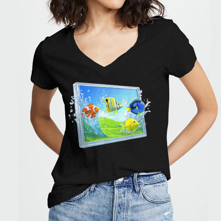 Frutiger Aero Fish Women's Jersey Short Sleeve Deep V-Neck Tshirt