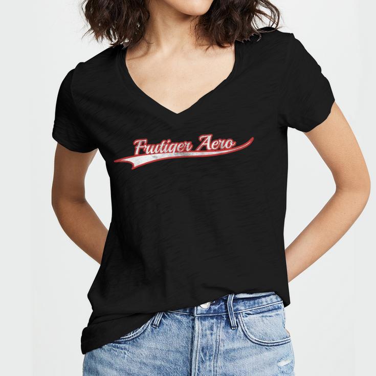 Frutiger Aero Retro Digital Aesthetic Y2K Vintage Varsity Women's Jersey Short Sleeve Deep V-Neck Tshirt