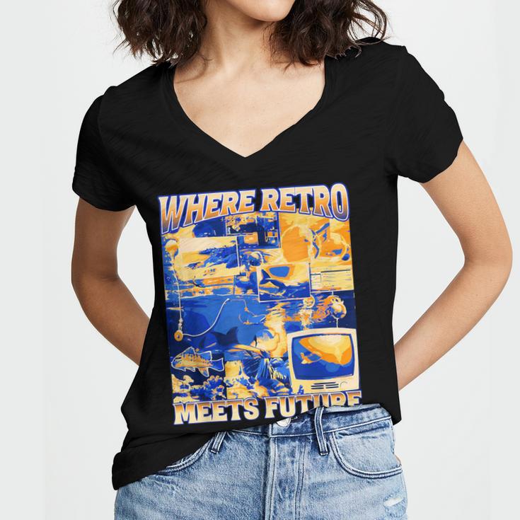 Frutiger Aero Retro Vibes Y2K 90's Vibes Women's Jersey Short Sleeve Deep V-Neck Tshirt