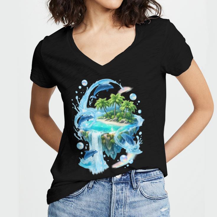Frutiger Aero Women's Jersey Short Sleeve Deep V-Neck Tshirt
