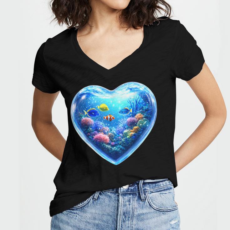 Frutiger Aero Y2K Heart Women's Jersey Short Sleeve Deep V-Neck Tshirt