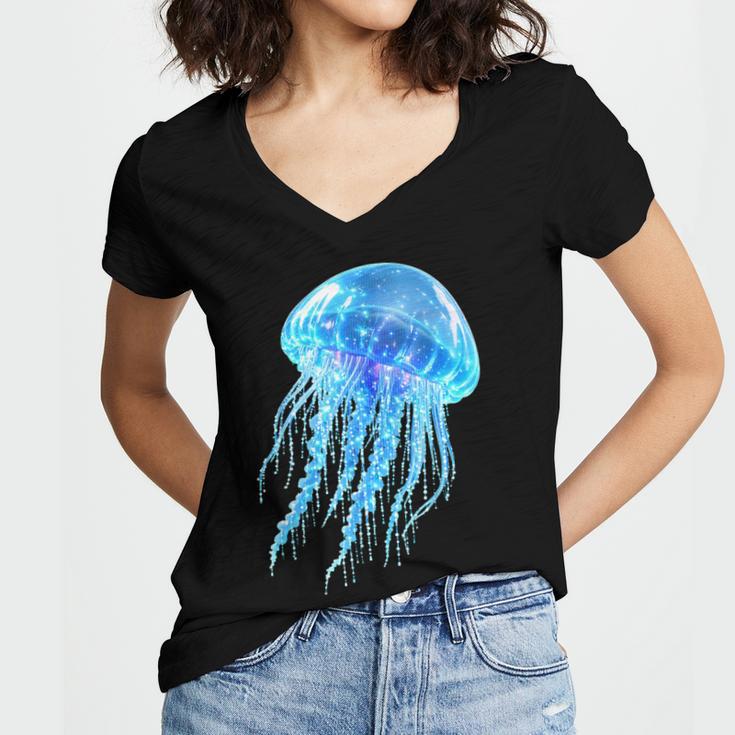Frutiger Aero Y2K Jellyfish Women's Jersey Short Sleeve Deep V-Neck Tshirt