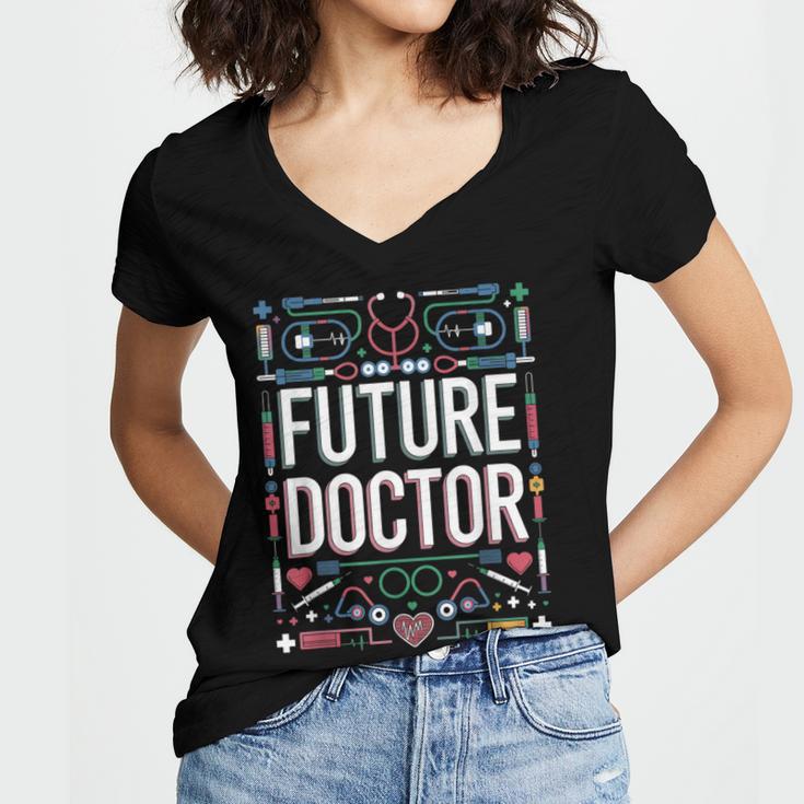 Future Doctor Graduation School Kids Toddler Women Men Women's Jersey Short Sleeve Deep V-Neck Tshirt