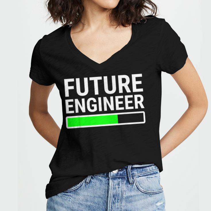 Future Engineer Loading Bar Cool Graduation Women's Jersey Short Sleeve Deep V-Neck Tshirt