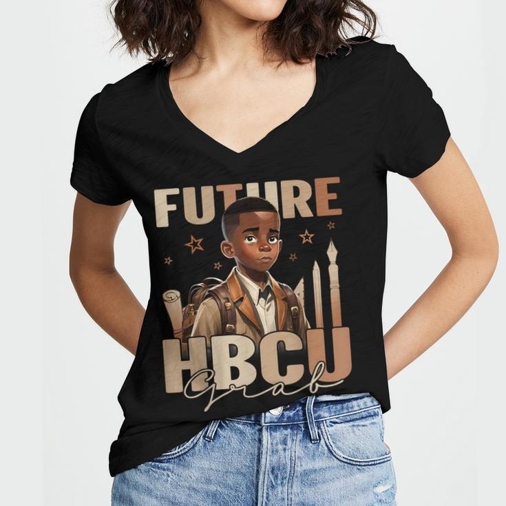 Future HBCU Grad History Boy Kids Graduation HBCU Women's Jersey Short Sleeve Deep V-Neck Tshirt