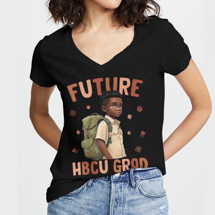 Future HBCU Grad History Month Graduation Boys Kids Women's Jersey Short Sleeve Deep V-Neck Tshirt