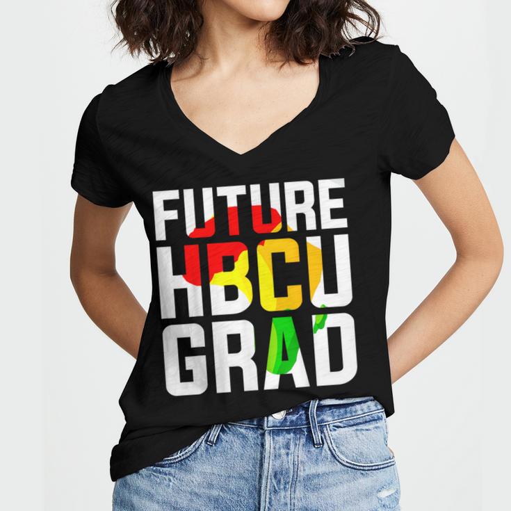 Future HBCU Graduate Afro Girls College Graduation Women's Jersey Short Sleeve Deep V-Neck Tshirt