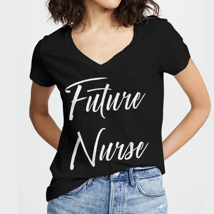 Future Nurse Shirt Cute Graduation Grad Women's Jersey Short Sleeve Deep V-Neck Tshirt