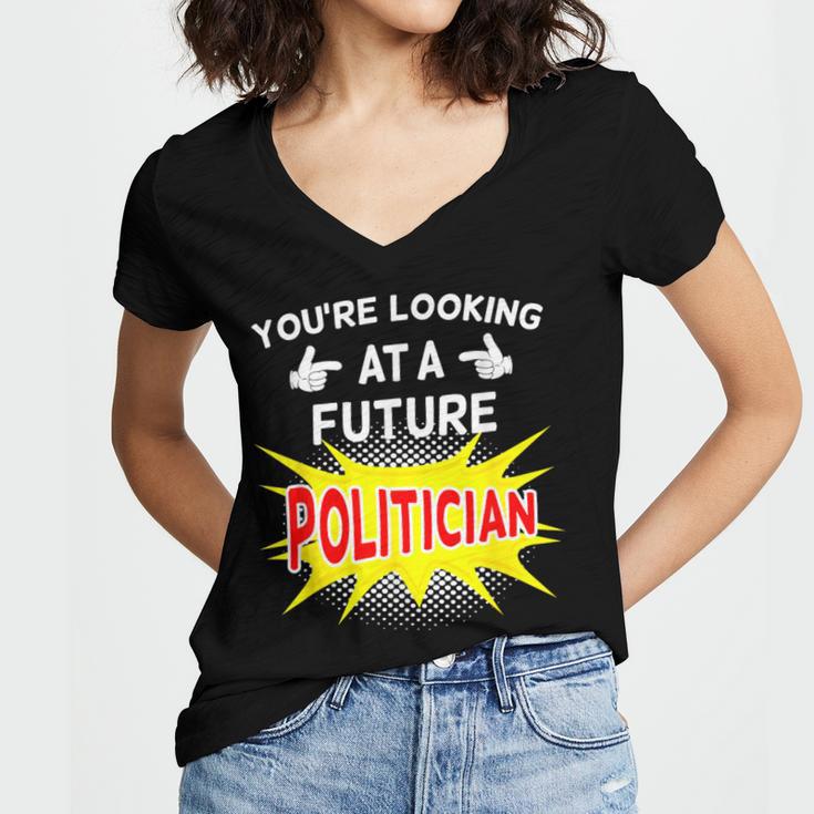 Future Politician Graduation For Kids And Graduates T-Shirt Women's Jersey Short Sleeve Deep V-Neck Tshirt