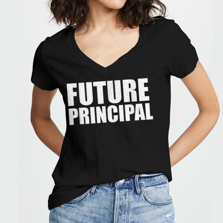Future Principal College Graduate Graduation Promotion Women's Jersey Short Sleeve Deep V-Neck Tshirt