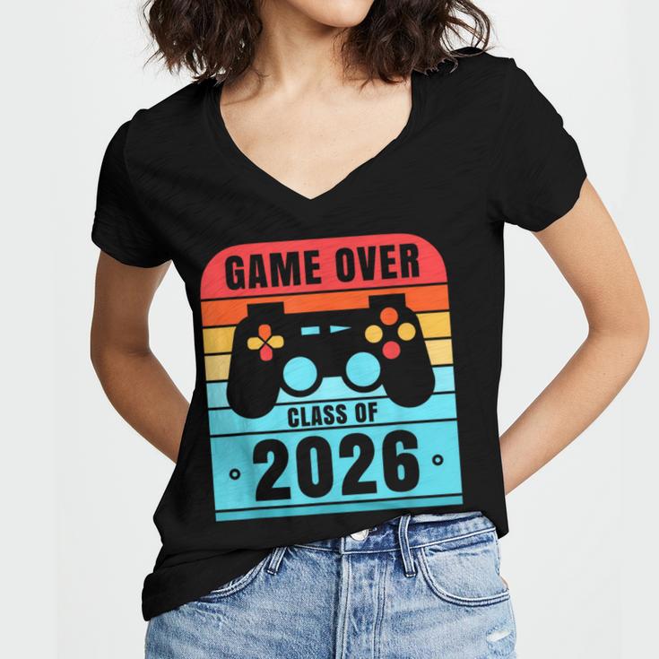 Game Over Class Of 2026 Shirt Students Graduation Women's Jersey Short Sleeve Deep V-Neck Tshirt