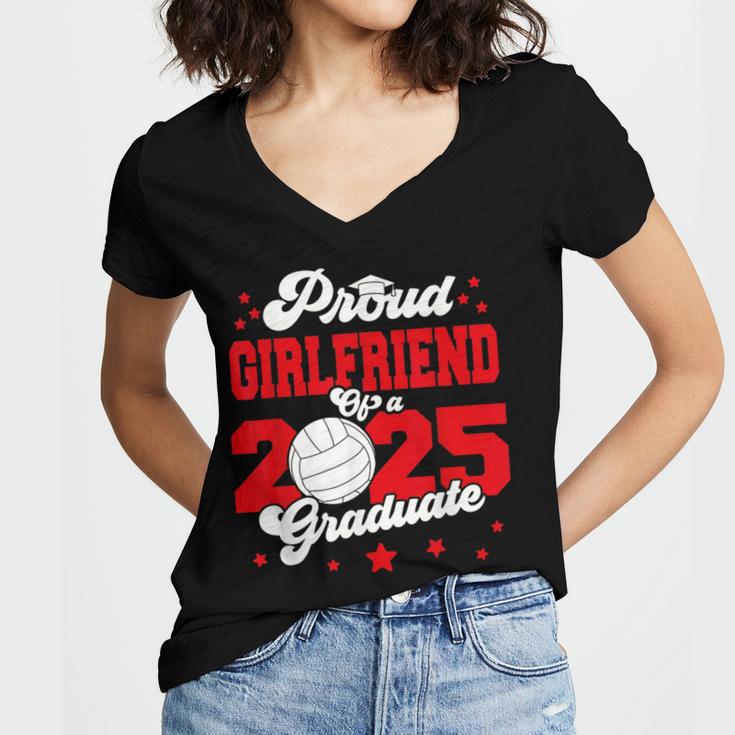 Girlfriend Of a 2025 Graduate Prom Graduation 25 VolleyBall Women's Jersey Short Sleeve Deep V-Neck Tshirt