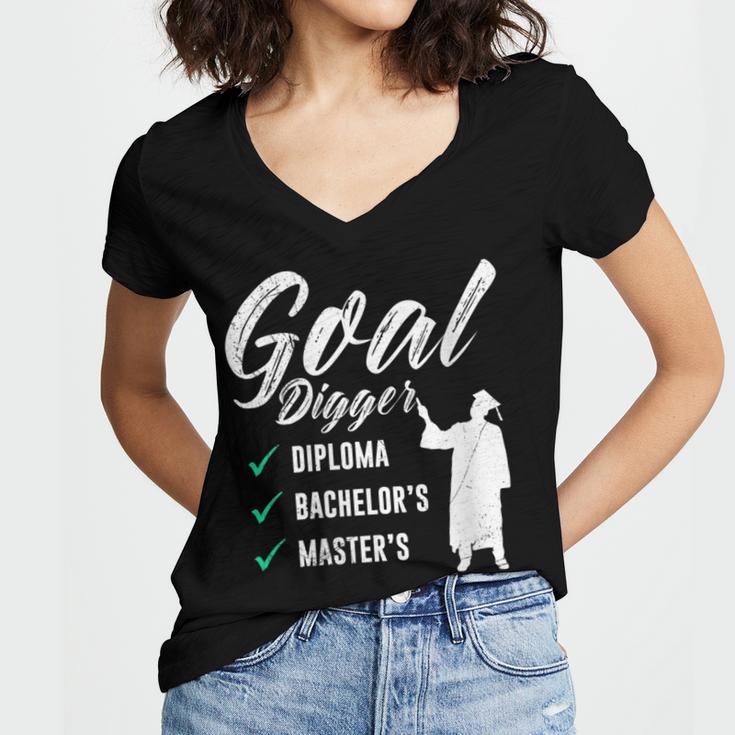 Goal Digger Diploma Master s Bachelor s Master Graduation Women's Jersey Short Sleeve Deep V-Neck Tshirt