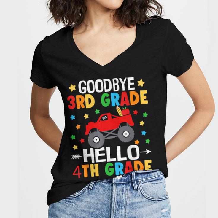 Goodbye 3rd Grade Hello 4th Grade Graduation 2024 Women's Jersey Short Sleeve Deep V-Neck Tshirt