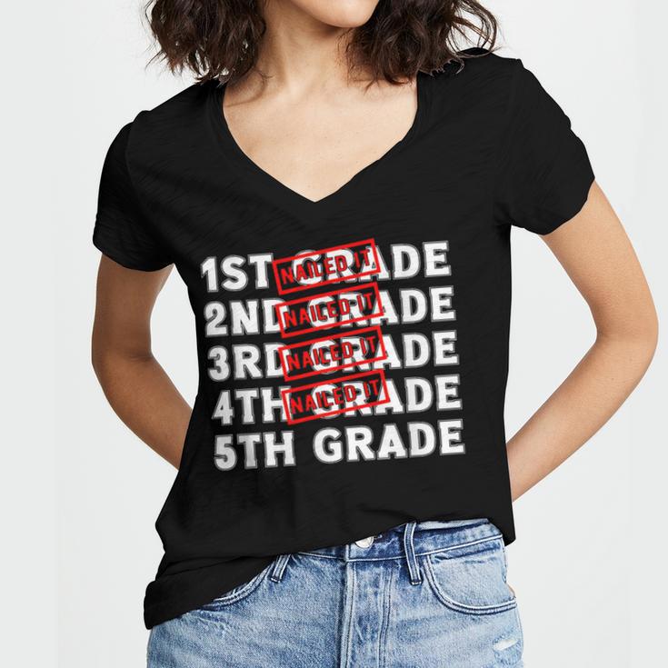Goodbye 4th Grade Graduation Last Day School Hello 5th Grade Women's Jersey Short Sleeve Deep V-Neck Tshirt