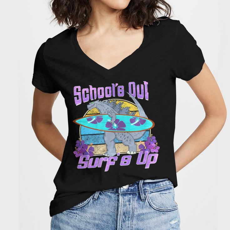 Goodbye School Hello Summer Last Day Of School Graduation Women's Jersey Short Sleeve Deep V-Neck Tshirt