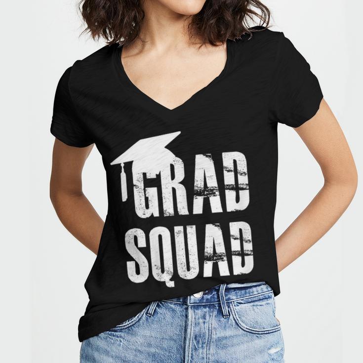Grad Squad Graduate Graduation T-Shirt Graduation Idea Women's Jersey Short Sleeve Deep V-Neck Tshirt
