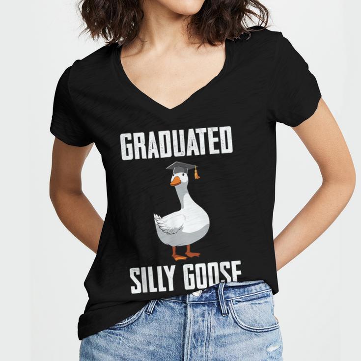 Graduated Silly Goose Student Graduation 2026 Grad Women's Jersey Short Sleeve Deep V-Neck Tshirt