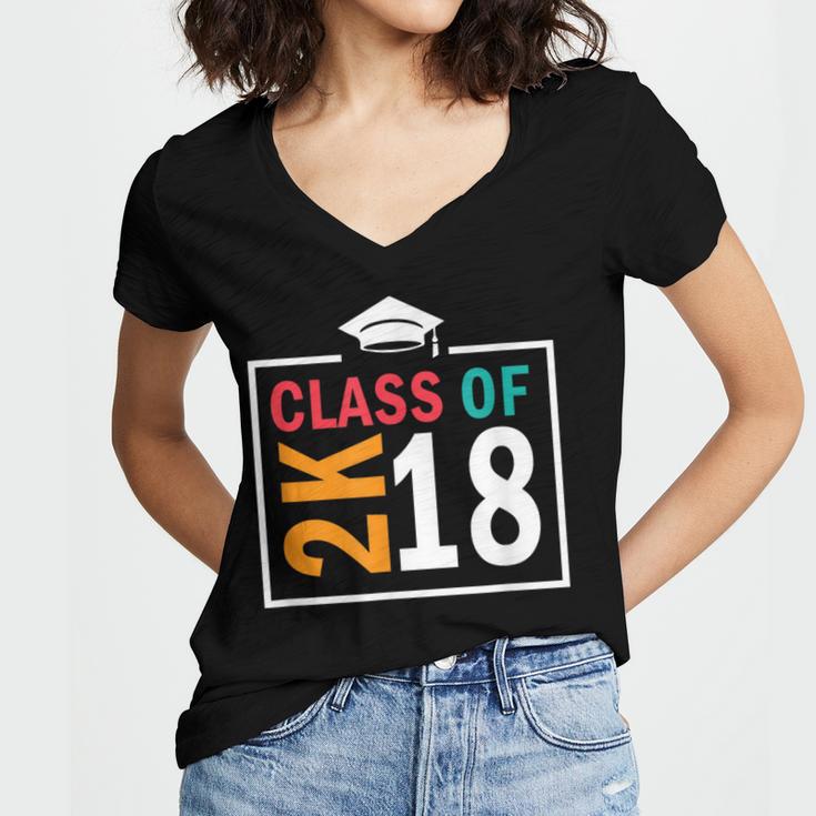 Graduation 2018 Class Of 2018 2K18 Tshirt Women's Jersey Short Sleeve Deep V-Neck Tshirt