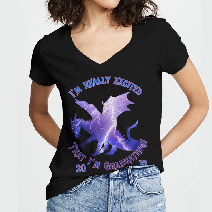 Graduation 2018 Tee-Shirt Women's Jersey Short Sleeve Deep V-Neck Tshirt
