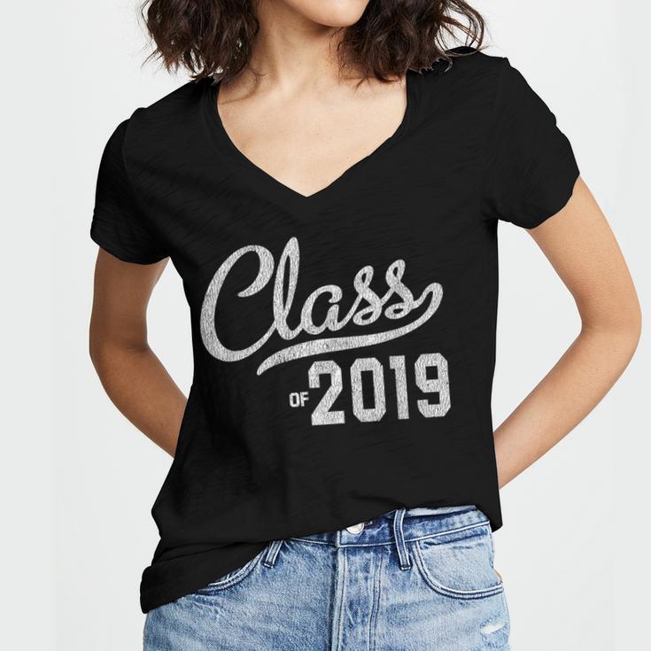 Graduation For Her Him 2019 Class Women's Jersey Short Sleeve Deep V-Neck Tshirt