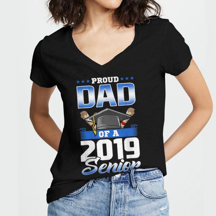 Graduation 2019 TShirt Proud Dad Of Senior Women's Jersey Short Sleeve Deep V-Neck Tshirt