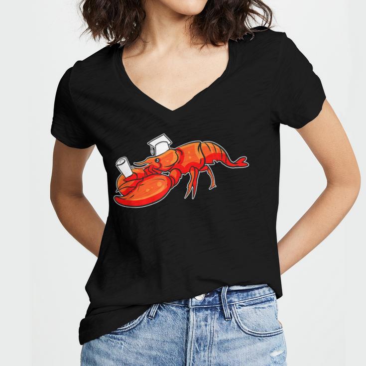 Graduation Bachelor Master Doctor PhD Study School Lobster Women's Jersey Short Sleeve Deep V-Neck Tshirt