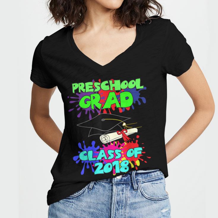 Graduation Class 2018 Cap Gown Shirt Preschool Graduate Women's Jersey Short Sleeve Deep V-Neck Tshirt