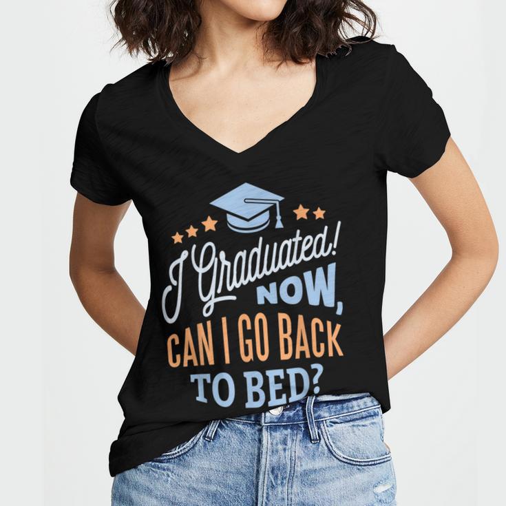 GRADUATION CLASS 2019 Now Back To Bed Senior Graduate Women's Jersey Short Sleeve Deep V-Neck Tshirt