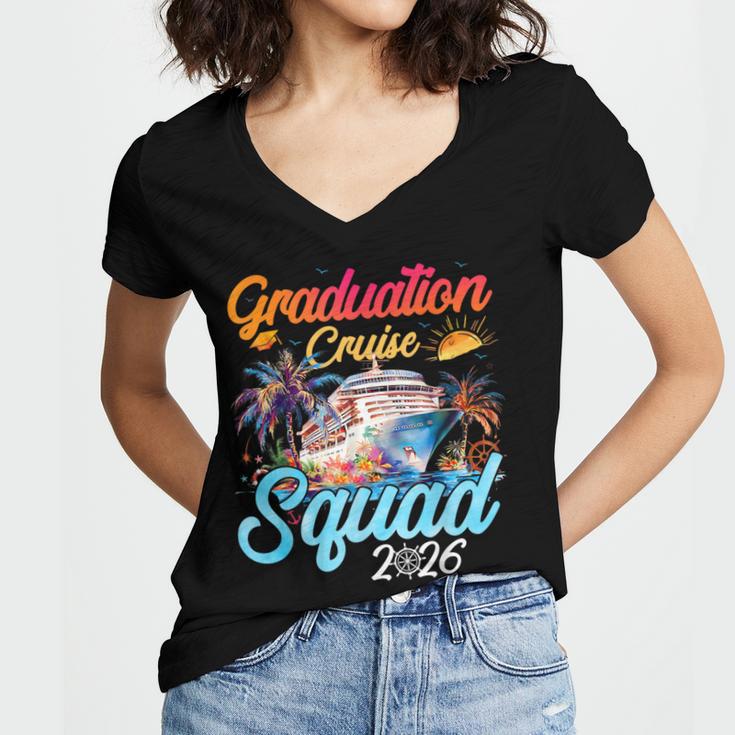 Graduation Cruise Squad 2026 Cruising Graduation Women's Jersey Short Sleeve Deep V-Neck Tshirt