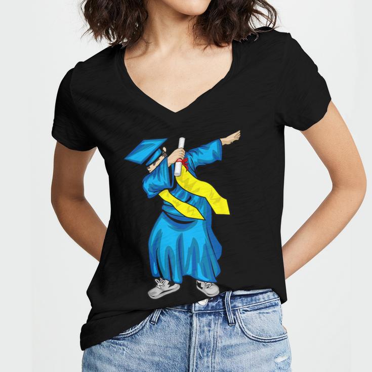 Graduation Dabbing 2018 Graduate Women's Jersey Short Sleeve Deep V-Neck Tshirt