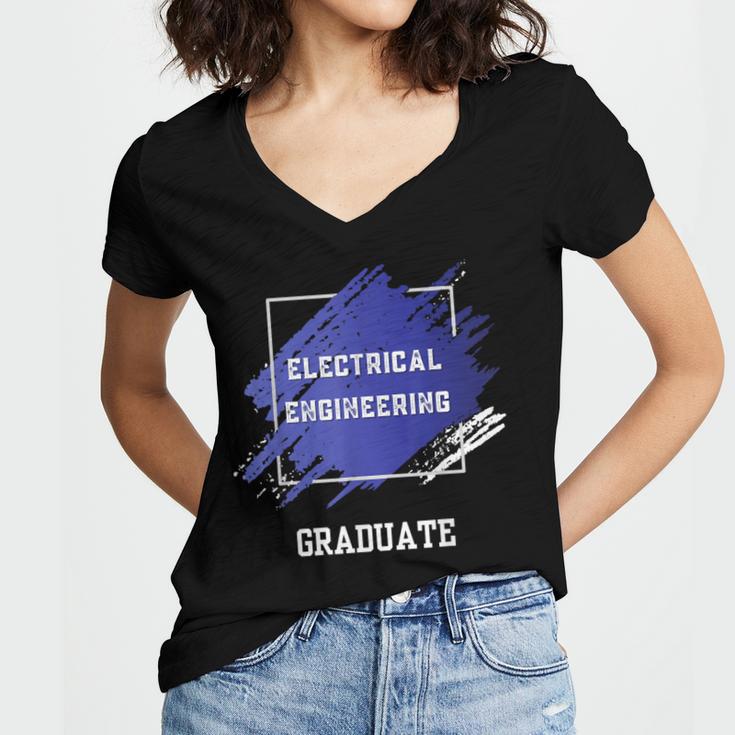 Graduation Graduated Electrical Engineering Degree Student Women's Jersey Short Sleeve Deep V-Neck Tshirt