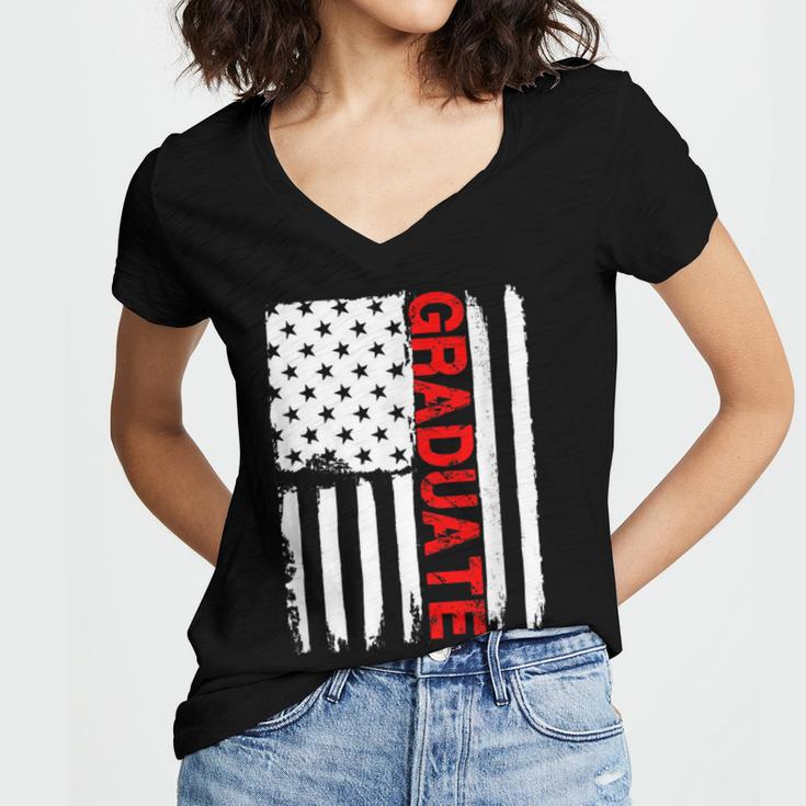 Graduation High School College Flag GraduateShirt 2018 Women's Jersey Short Sleeve Deep V-Neck Tshirt
