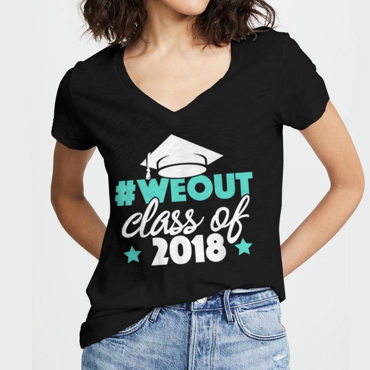 Graduation Shirt We Out Class Of 2018 Graduation Tee Women's Jersey Short Sleeve Deep V-Neck Tshirt