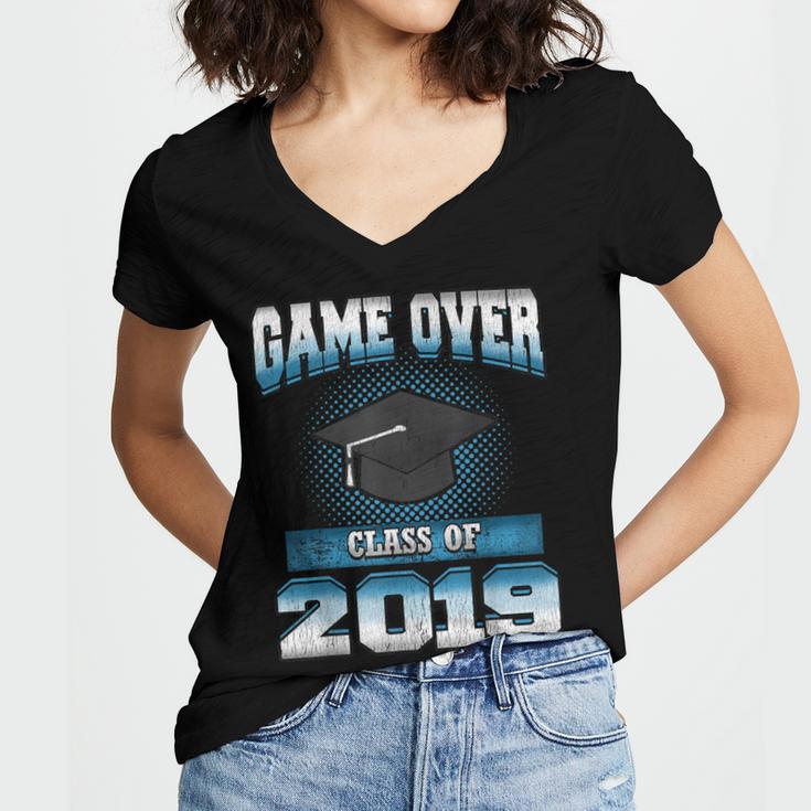 Graduation Shirt Class Of 2019 High School College Women's Jersey Short Sleeve Deep V-Neck Tshirt