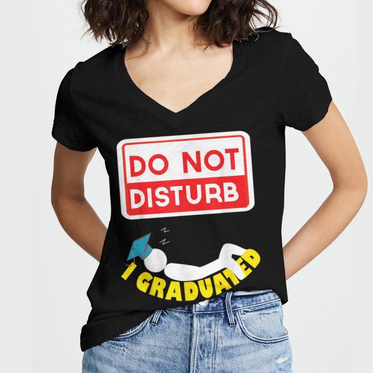 Graduation Shirt High School And College Sleepy Graduates Women's Jersey Short Sleeve Deep V-Neck Tshirt