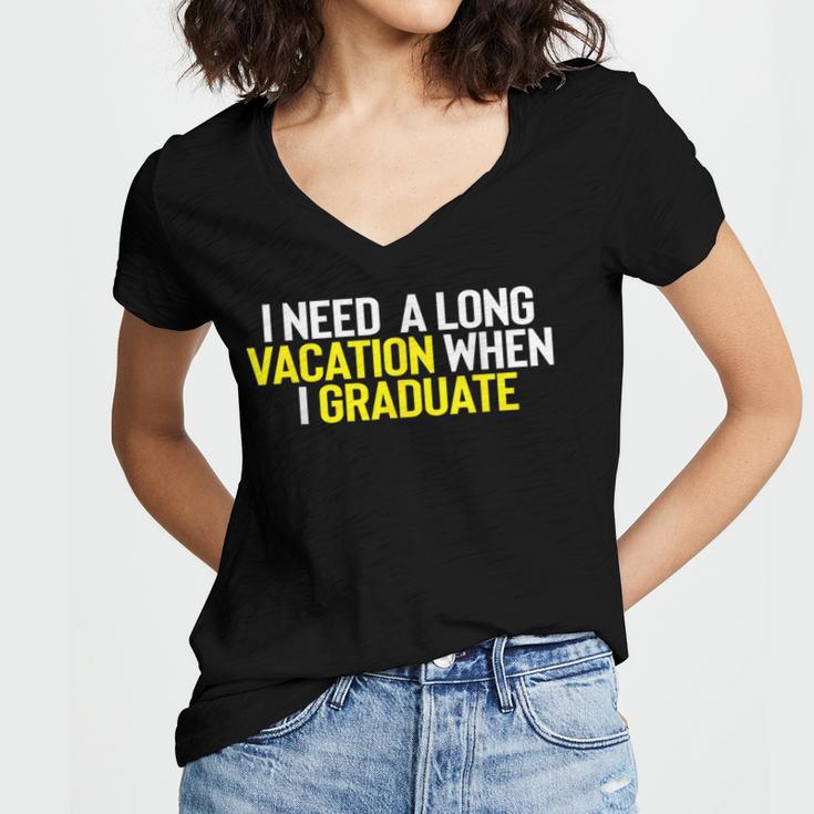 Graduation Student Grad School Class Senior Cute Women's Jersey Short Sleeve Deep V-Neck Tshirt