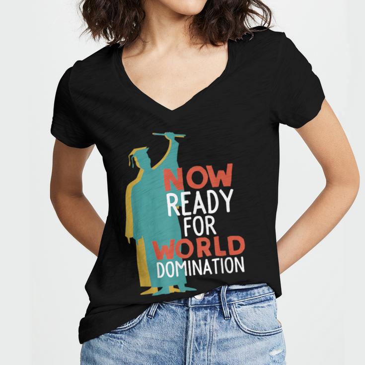 Graduation T-Shirt For College n High School Grad Women's Jersey Short Sleeve Deep V-Neck Tshirt