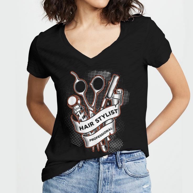 Hairdresser Gift Idea Graduation Tattoo Craft Hairstylist Women's Jersey Short Sleeve Deep V-Neck Tshirt