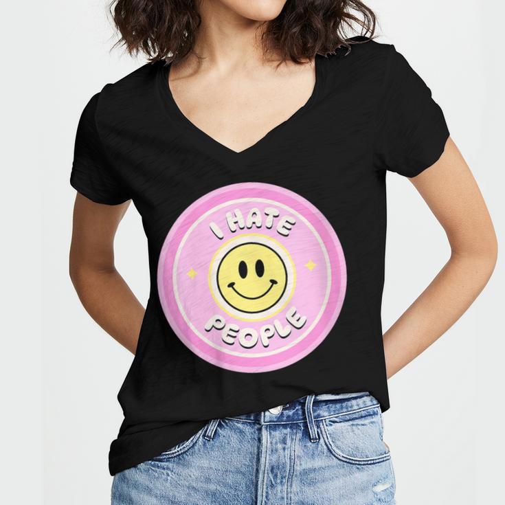 I Hate People Saying For Introverts Women's Jersey Short Sleeve Deep V-Neck Tshirt I Hate People Saying For Introverts Women's Jersey Short Sleeve Deep V-Neck Tshirt