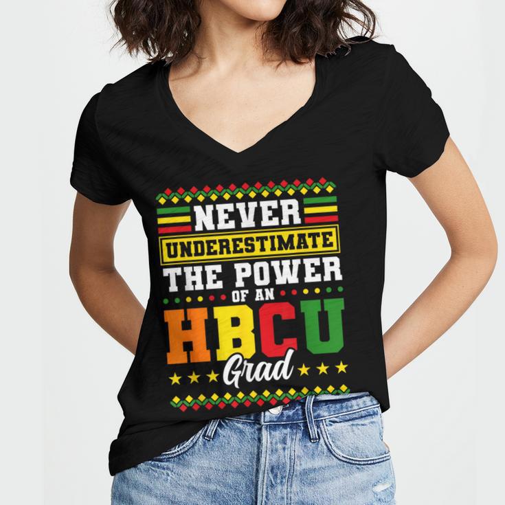 HBCU Grad Historically College Graduation Women's Jersey Short Sleeve Deep V-Neck Tshirt