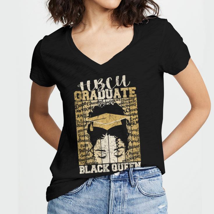 HBCU Historical College Alumni Queen Graduation 2024 Women's Jersey Short Sleeve Deep V-Neck Tshirt