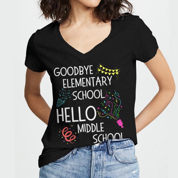 Hello Middle School Graduation Elementary School T-Shirt Women's Jersey Short Sleeve Deep V-Neck Tshirt