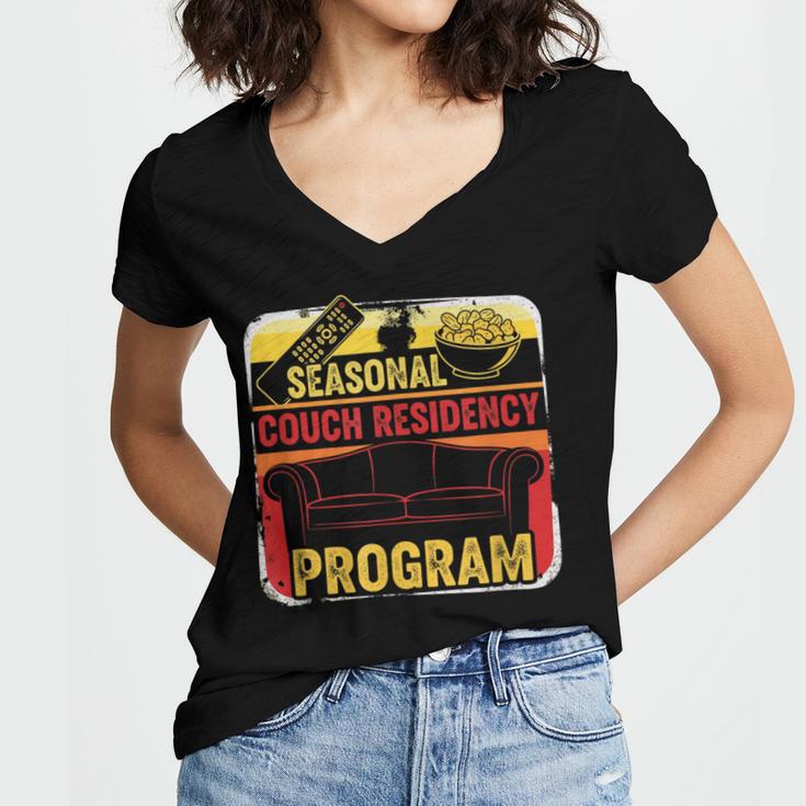 Hibernation Mode Fall And Winter Meme Introvert Vibes Humor Women's Jersey Short Sleeve Deep V-Neck Tshirt